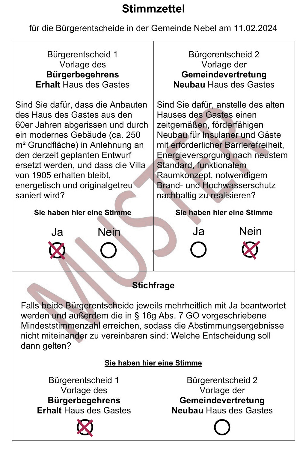 Stimmzettel zum Bürgerentscheid. Stimmzettel zum Bürgerentscheid.